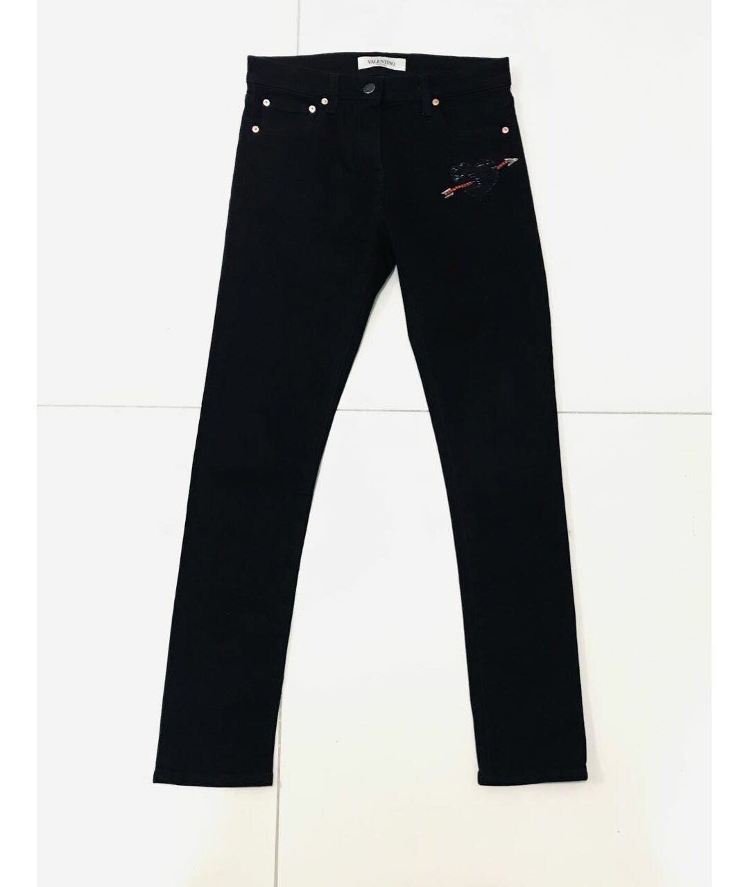 VALENTINO Черные хлопко-эластановые джинсы слим, фото 3