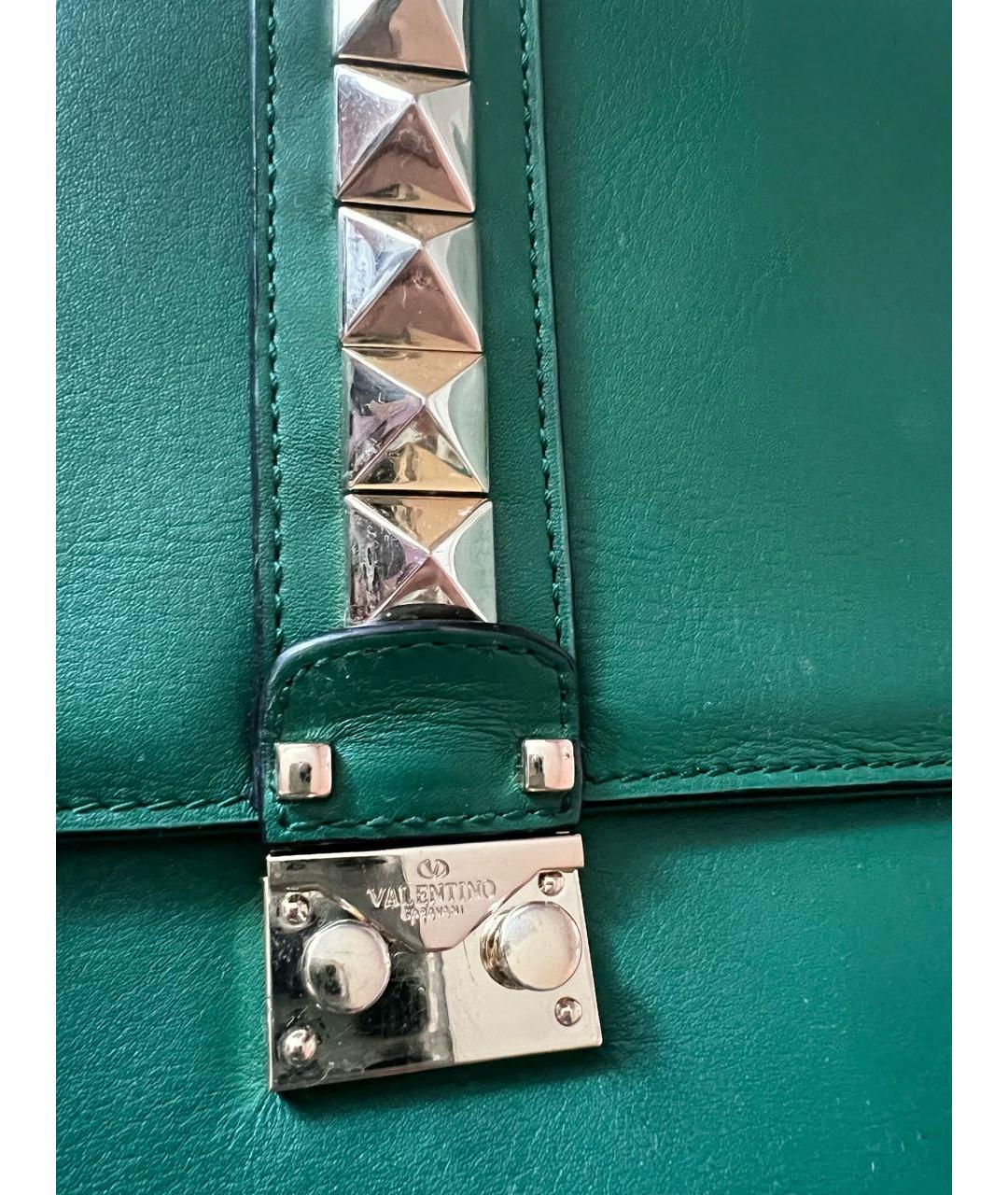 VALENTINO Зеленая кожаная сумка через плечо, фото 6