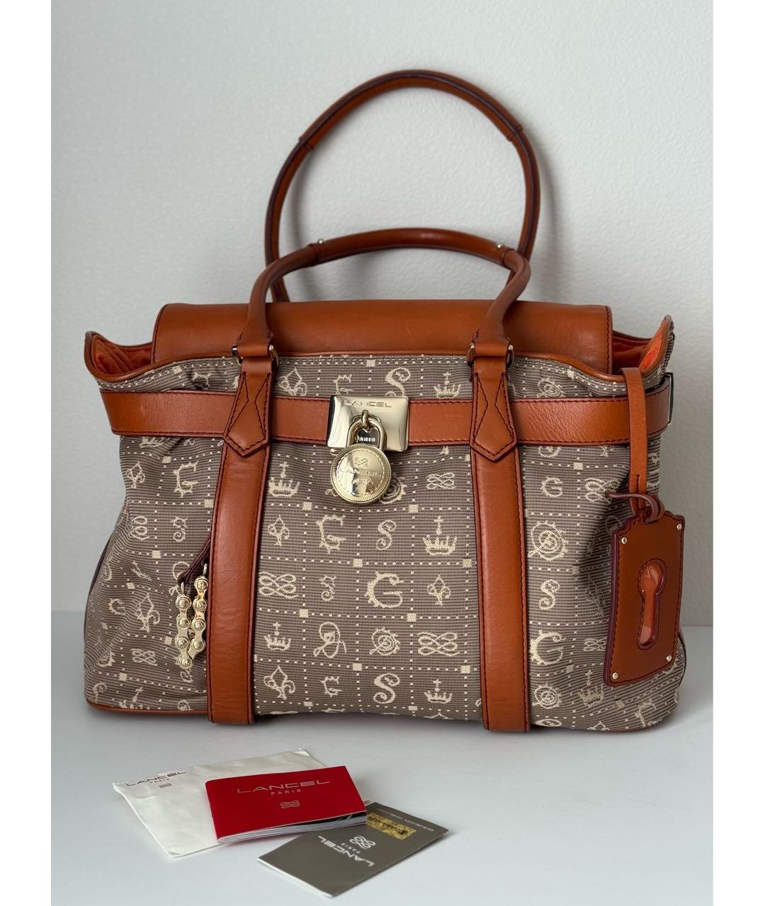 LANCEL Коричневая тканевая сумка тоут, фото 2