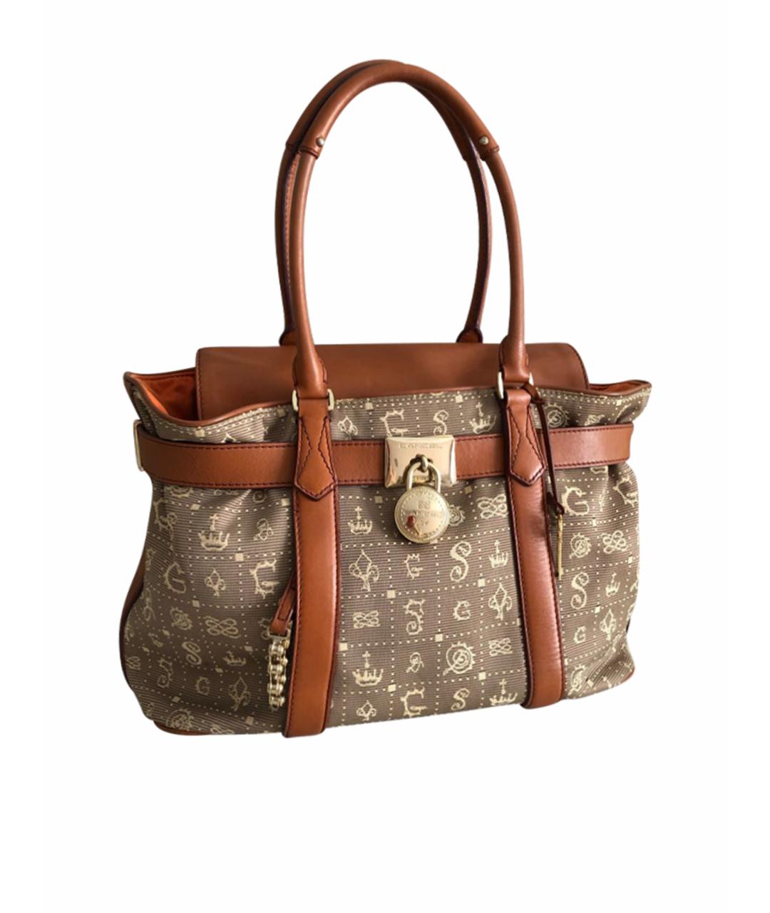 LANCEL Коричневая тканевая сумка тоут, фото 1