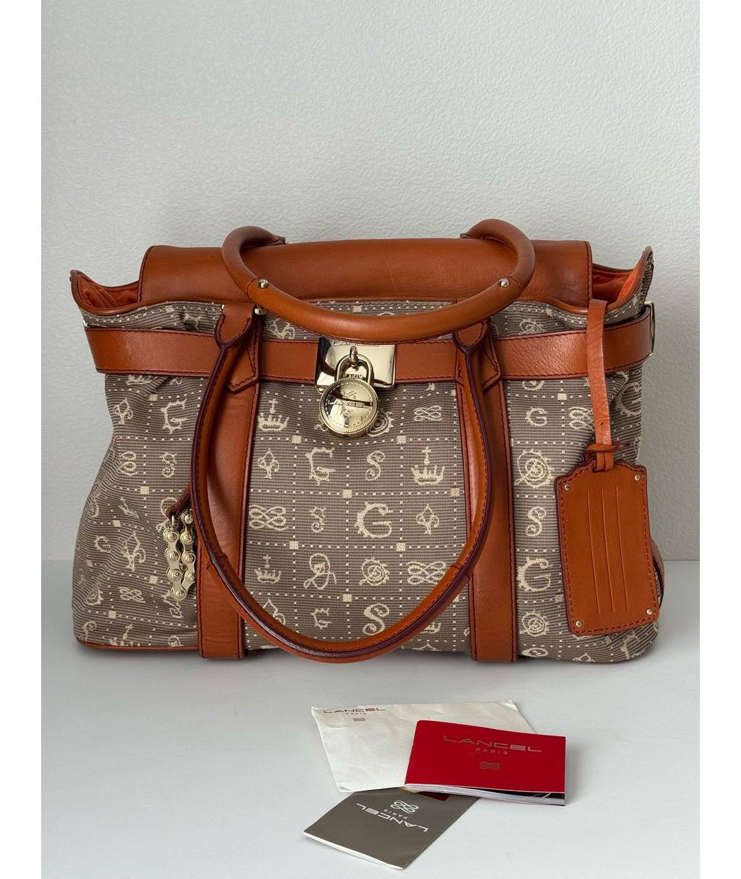 LANCEL Коричневая тканевая сумка тоут, фото 8