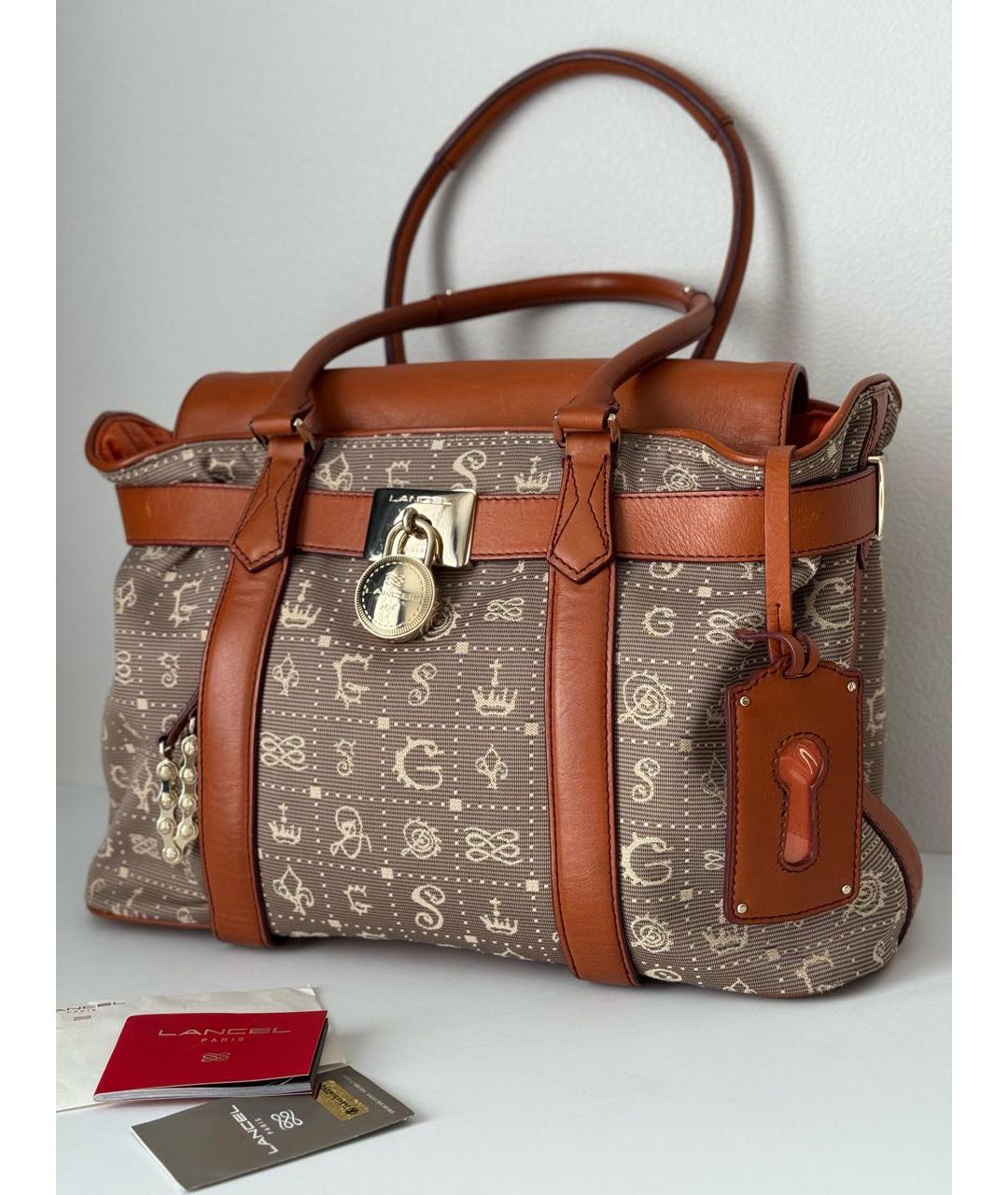 LANCEL Коричневая тканевая сумка тоут, фото 3