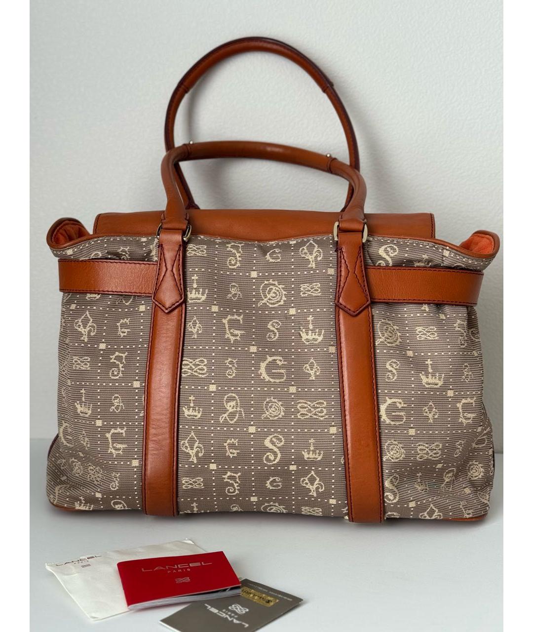 LANCEL Коричневая тканевая сумка тоут, фото 5