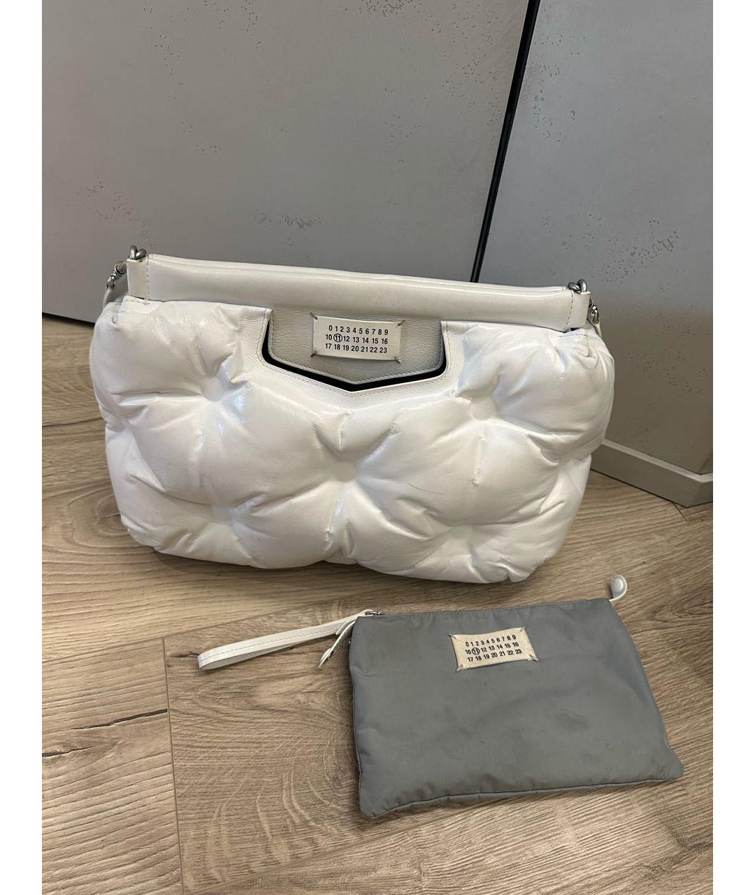 MAISON MARGIELA Белая сумка тоут из лакированной кожи, фото 3