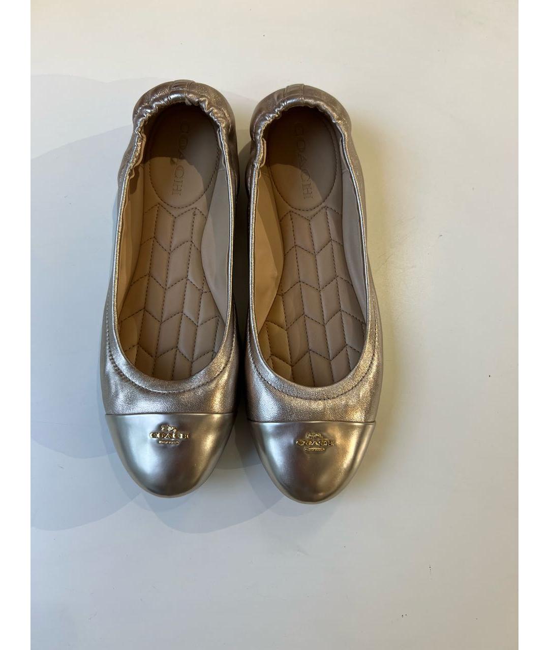 COACH Золотые кожаные балетки, фото 2
