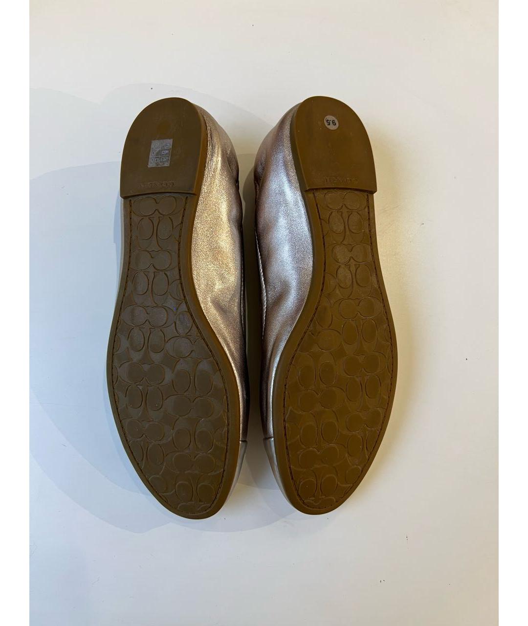 COACH Золотые кожаные балетки, фото 4