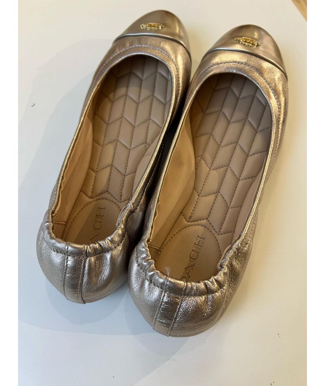 COACH Золотые кожаные балетки, фото 6
