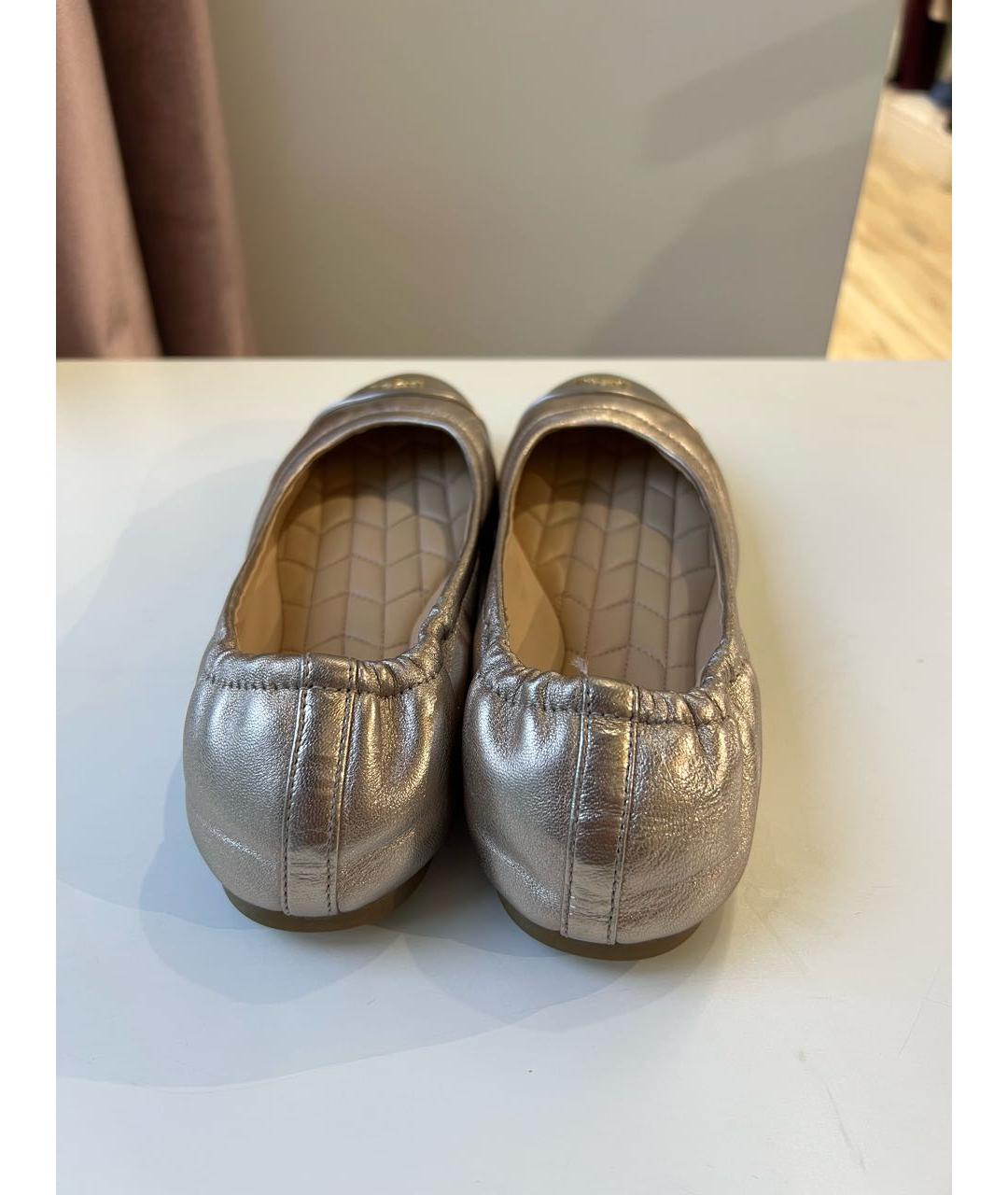 COACH Золотые кожаные балетки, фото 3