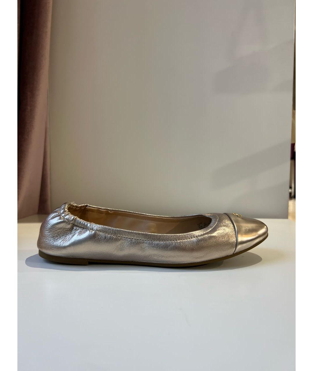 COACH Золотые кожаные балетки, фото 8