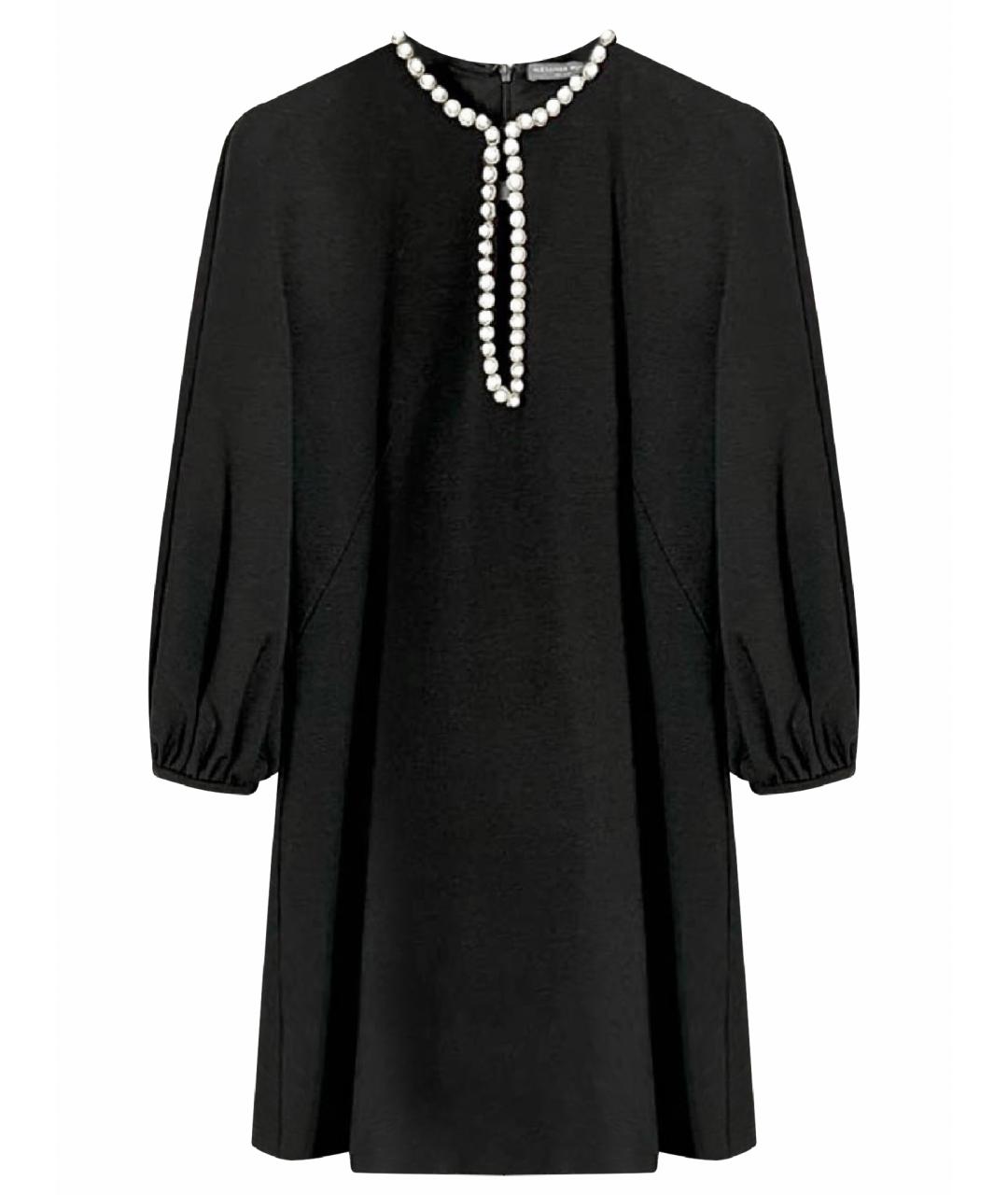 ALEXANDER MCQUEEN Черное шерстяное коктейльное платье, фото 1