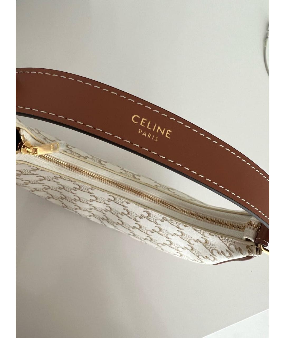 CELINE Белая кожаная сумка через плечо, фото 3