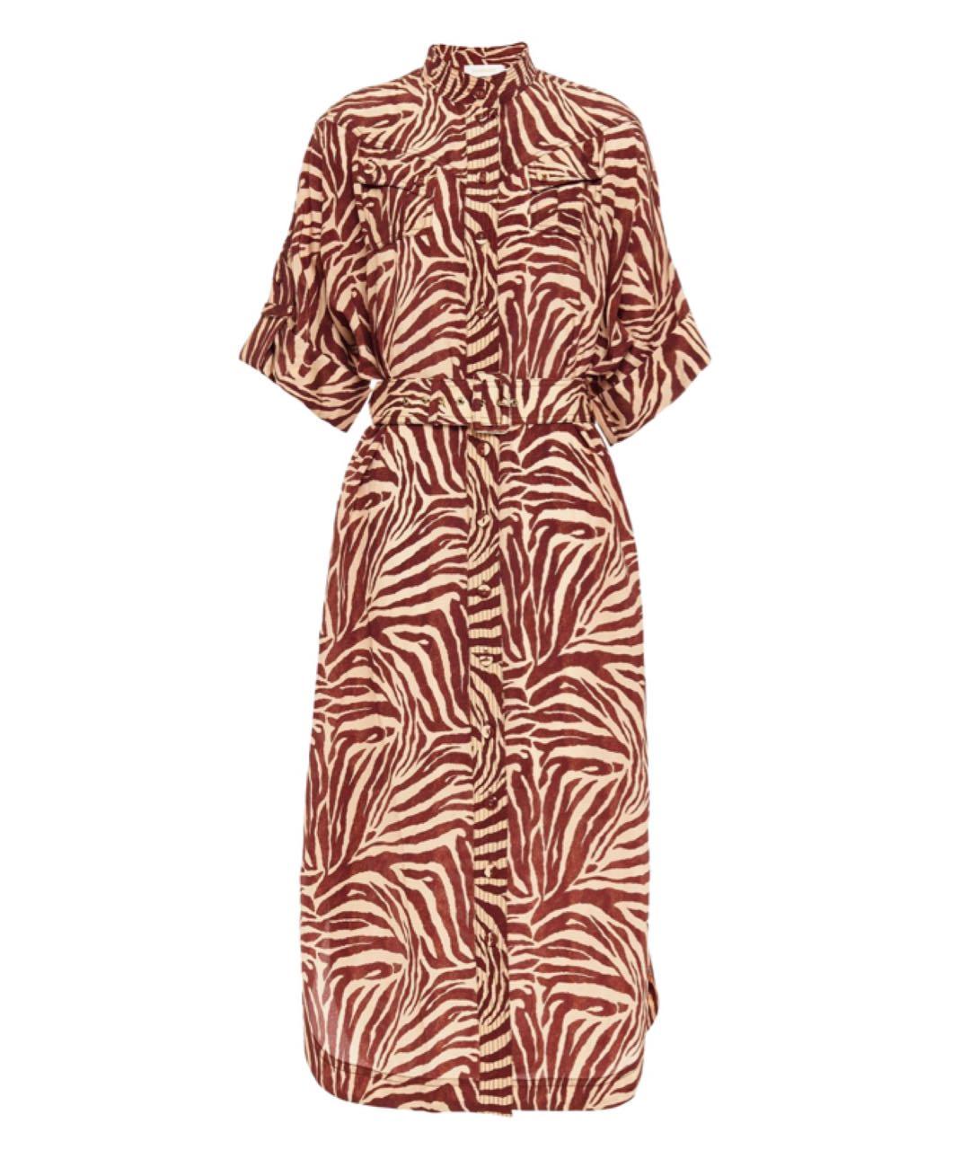 ZIMMERMANN Бордовое шелковое повседневное платье, фото 1
