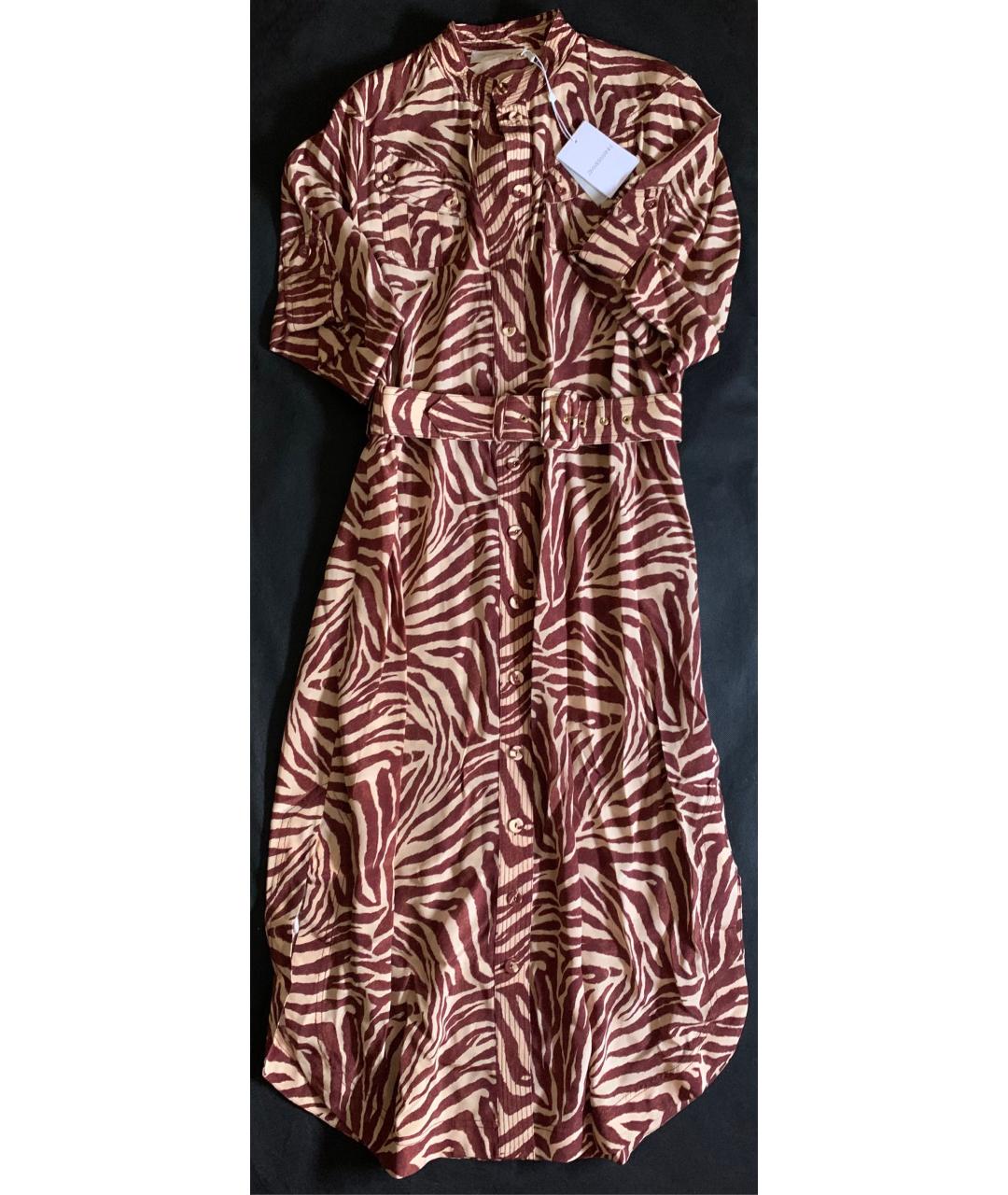 ZIMMERMANN Бордовое шелковое повседневное платье, фото 4