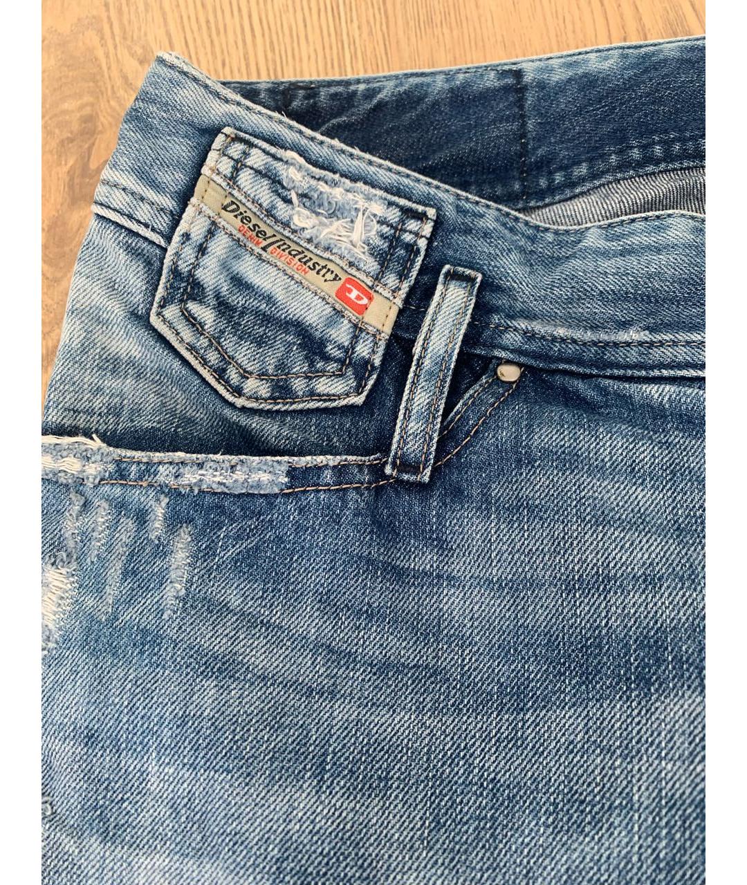 DIESEL Голубые хлопковые прямые джинсы, фото 6