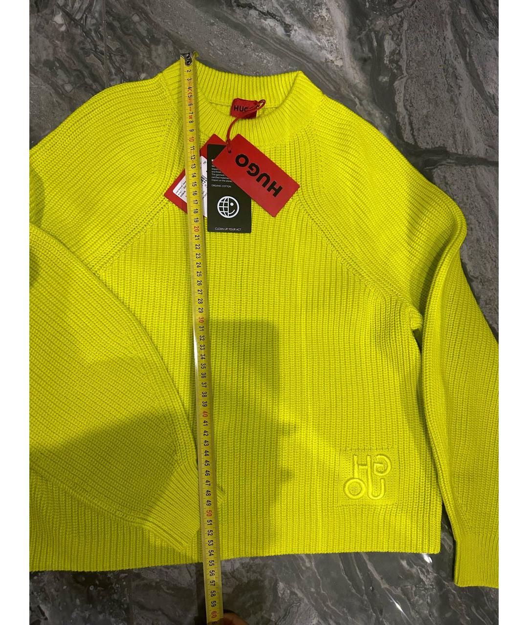 HUGO BOSS Желтый хлопковый джемпер / свитер, фото 2
