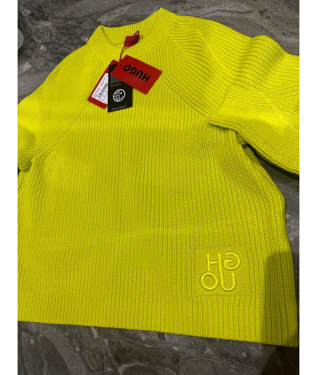 HUGO BOSS Желтый хлопковый джемпер / свитер, фото 5