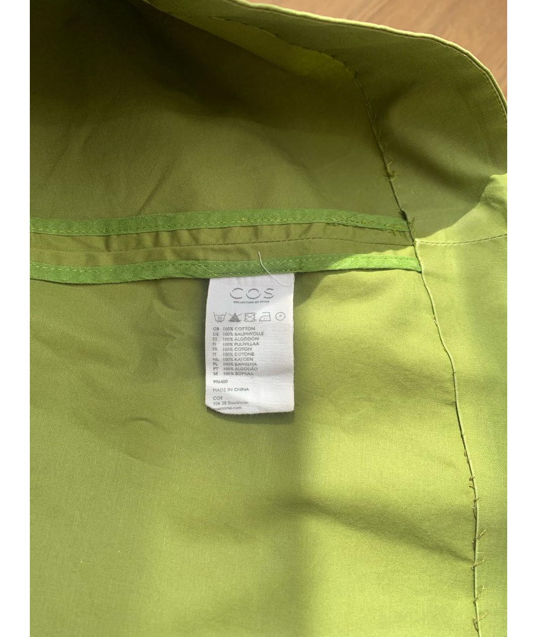 COS Зеленая хлопковая юбка миди, фото 4