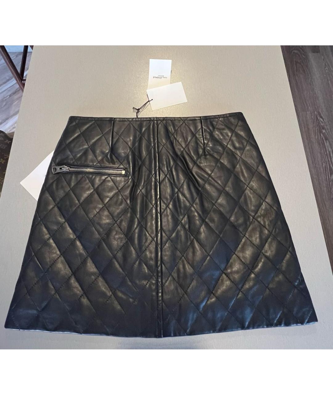 ISABEL MARANT ETOILE Черная кожаная юбка мини, фото 3