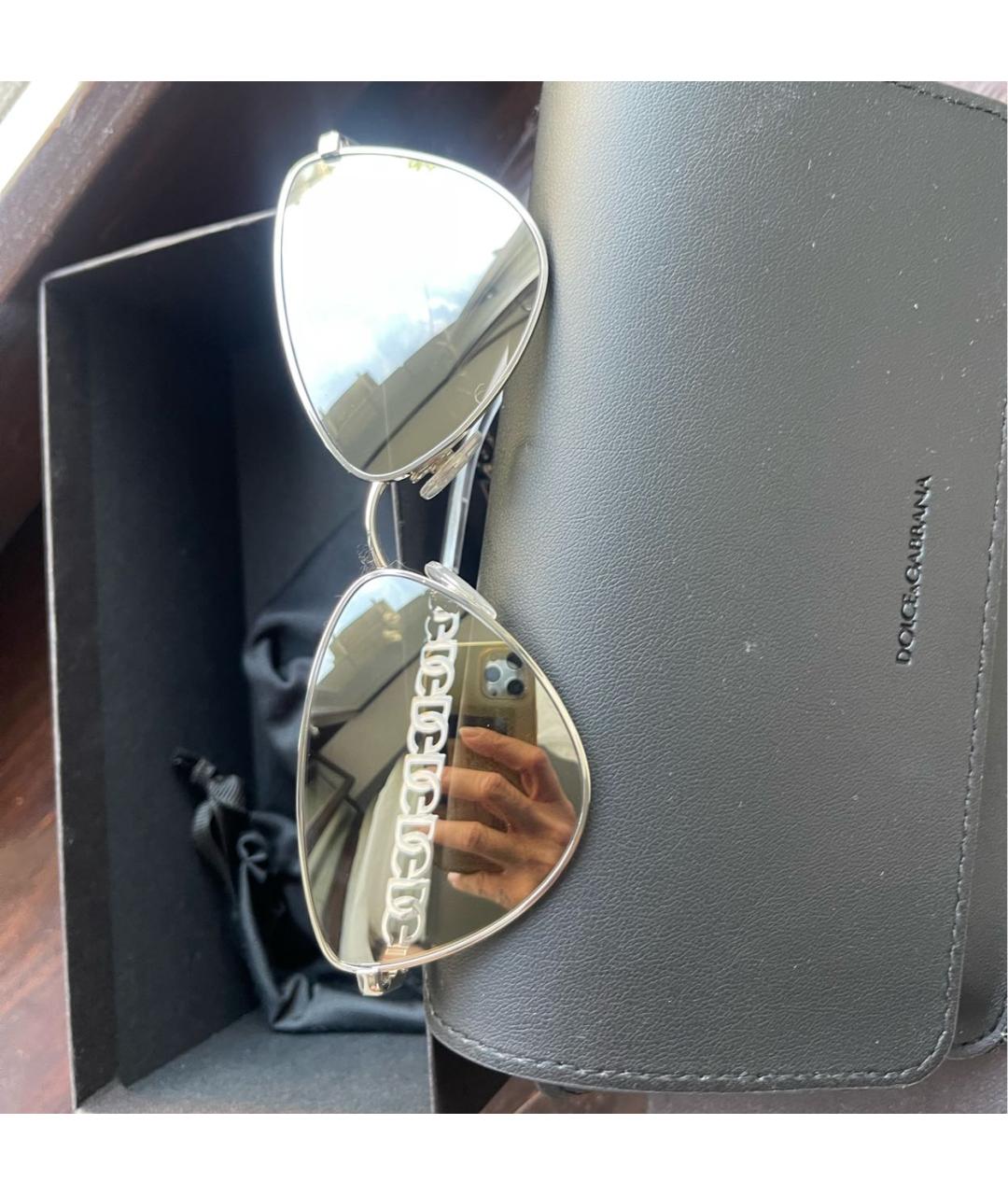 DOLCE&GABBANA Серебряные металлические солнцезащитные очки, фото 5