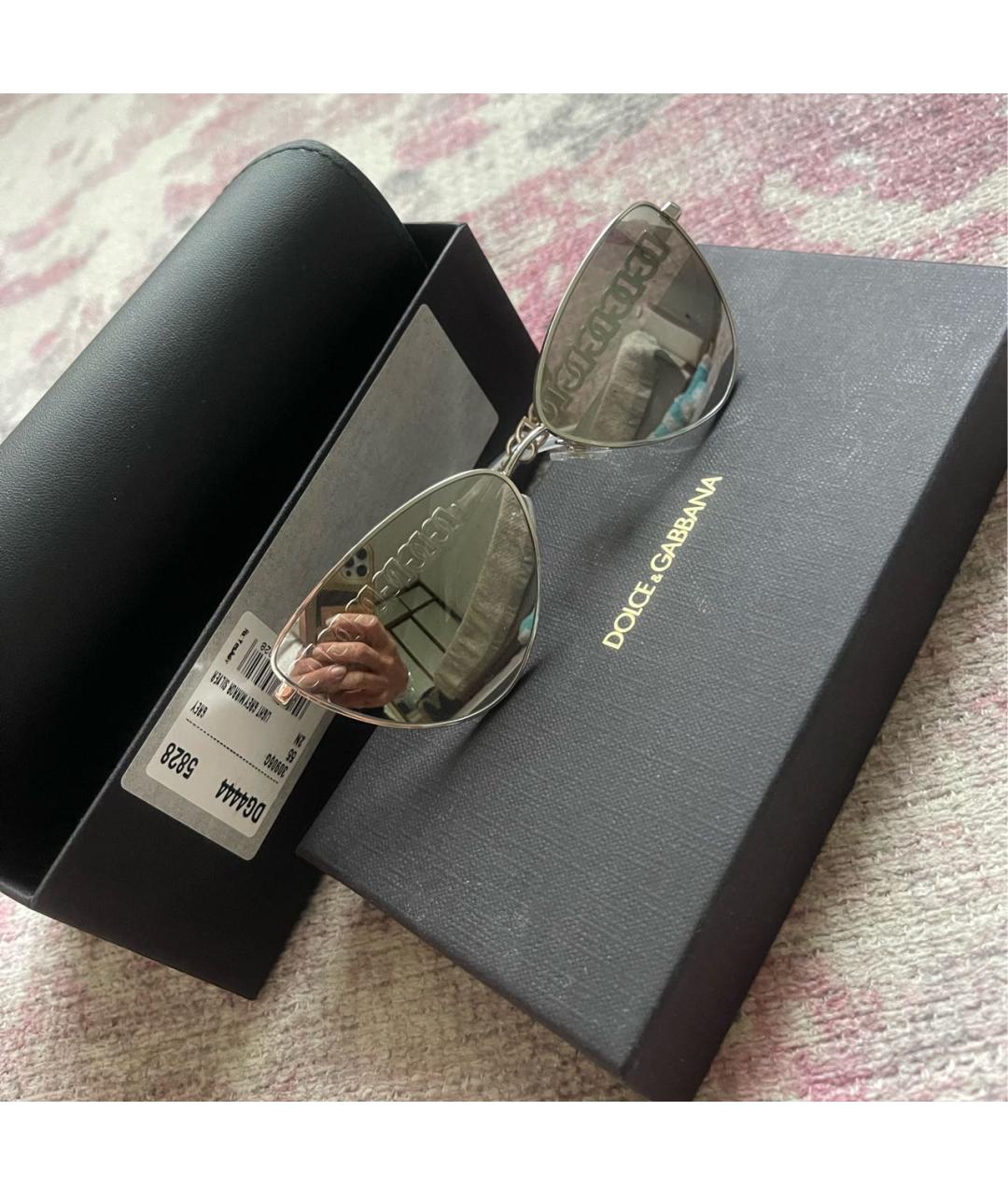 DOLCE&GABBANA Серебряные металлические солнцезащитные очки, фото 3