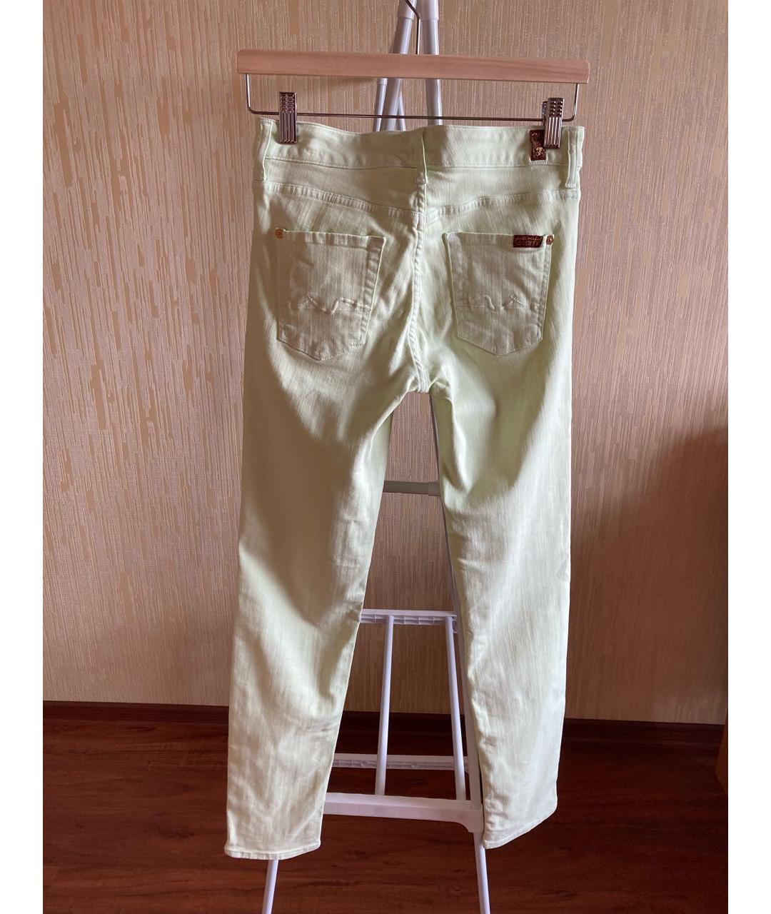 7 FOR ALL MANKIND Салатовые хлопко-полиэстеровые прямые джинсы, фото 2
