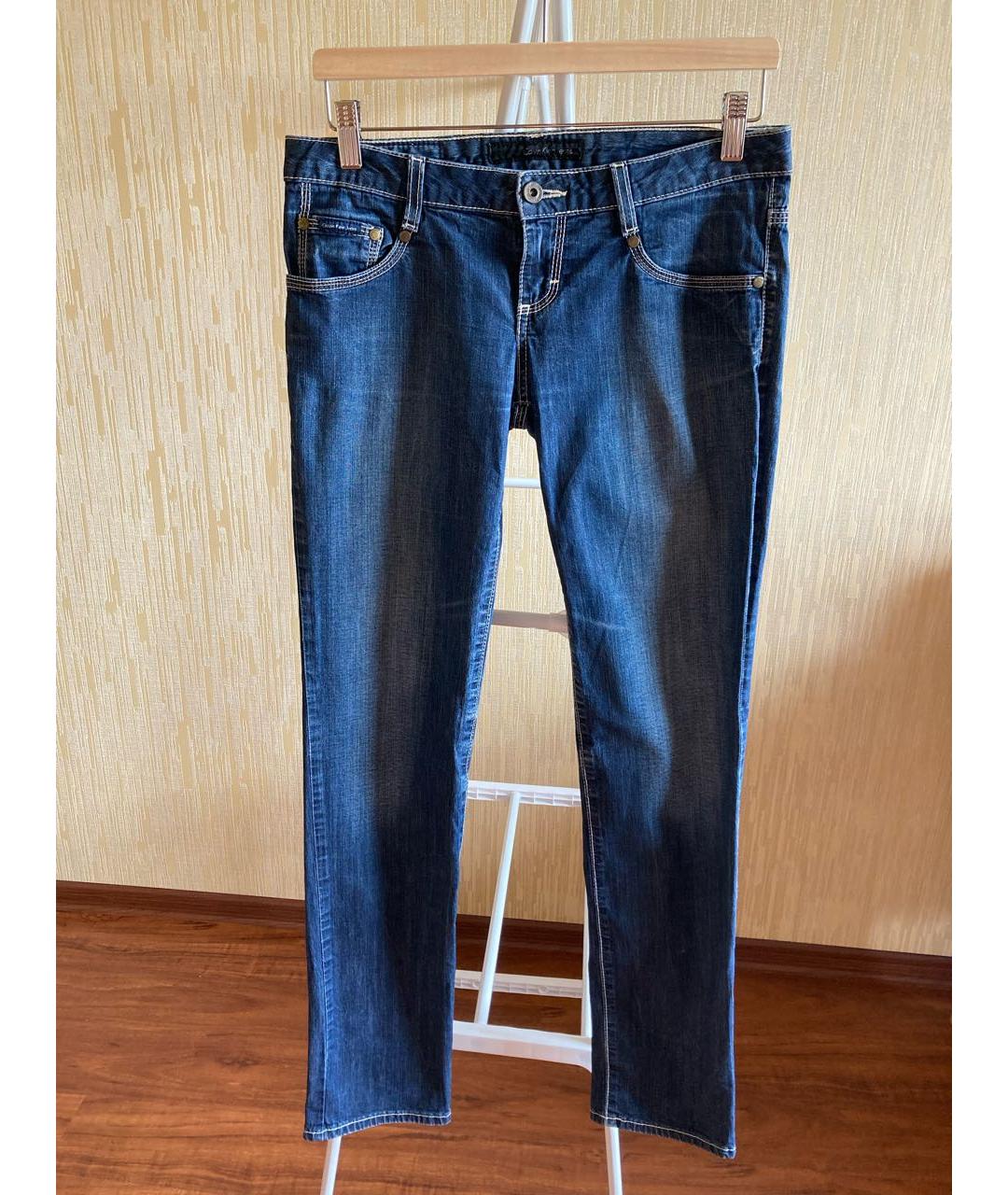 CALVIN KLEIN JEANS Синие хлопко-эластановые прямые джинсы, фото 7