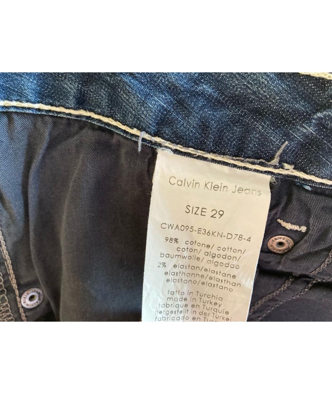 CALVIN KLEIN JEANS Синие хлопко-эластановые прямые джинсы, фото 6