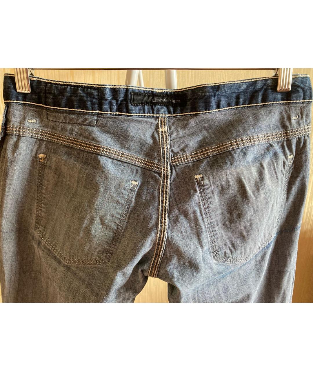 CALVIN KLEIN JEANS Синие хлопко-эластановые прямые джинсы, фото 3