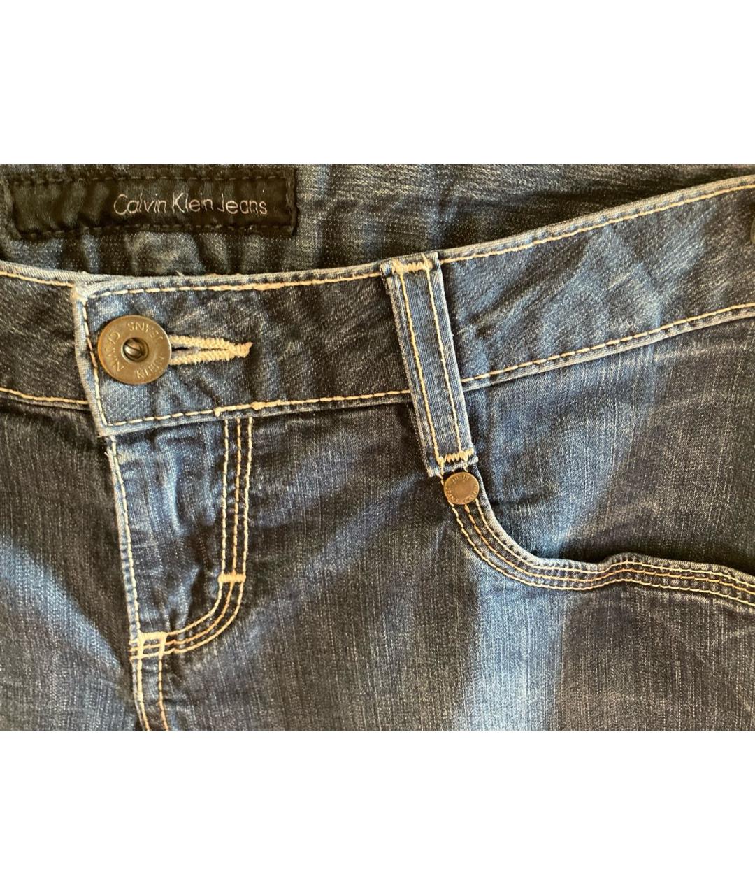 CALVIN KLEIN JEANS Синие хлопко-эластановые прямые джинсы, фото 4