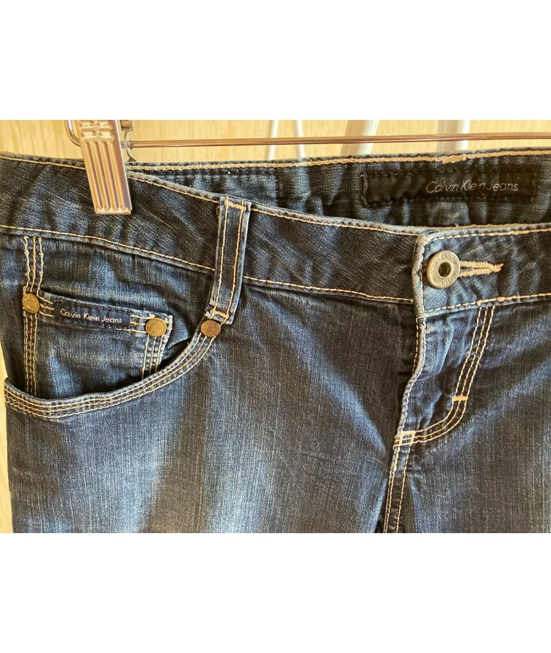 CALVIN KLEIN JEANS Синие хлопко-эластановые прямые джинсы, фото 5