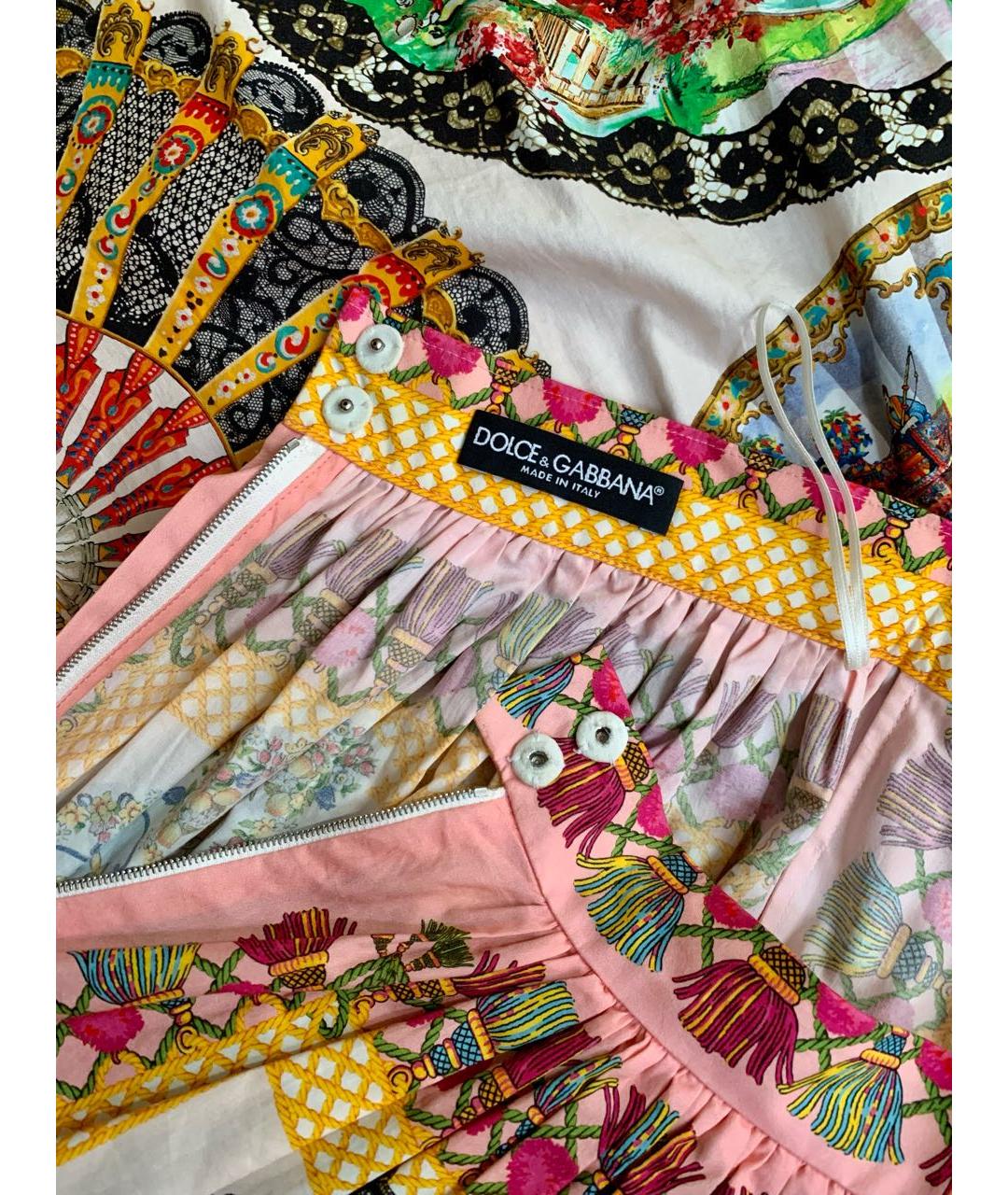 DOLCE&GABBANA Розовая хлопковая юбка миди, фото 5