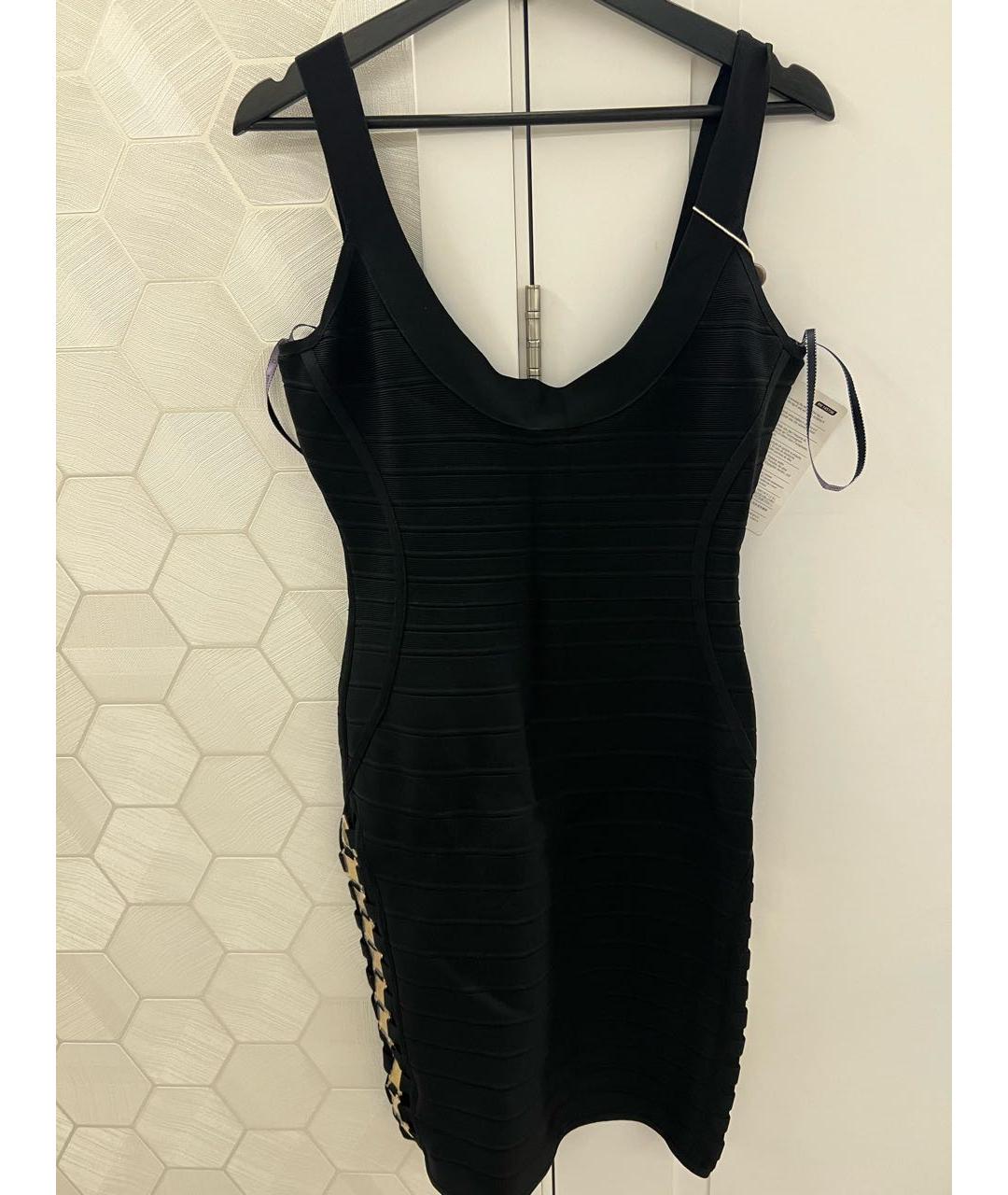 HERVE LEGER Черное синтетическое коктейльное платье, фото 6