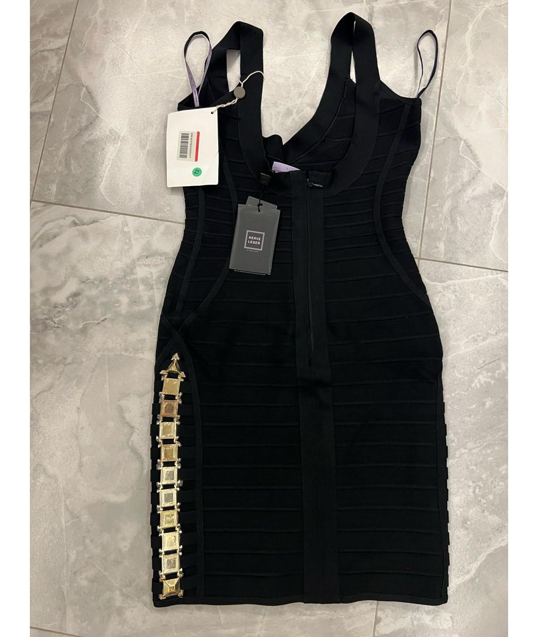 HERVE LEGER Черное синтетическое коктейльное платье, фото 4
