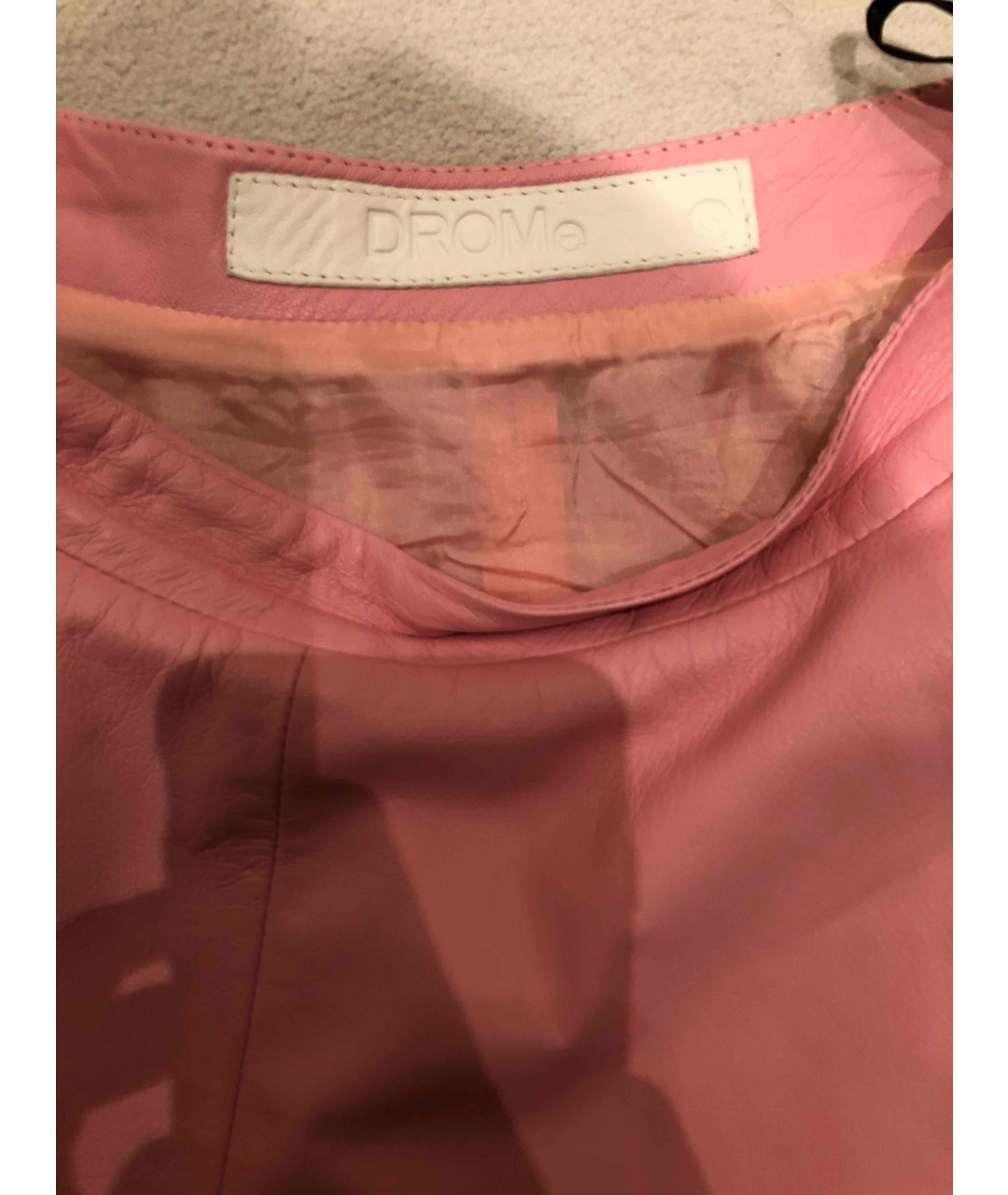 DROME Розовая кожаная юбка мини, фото 3