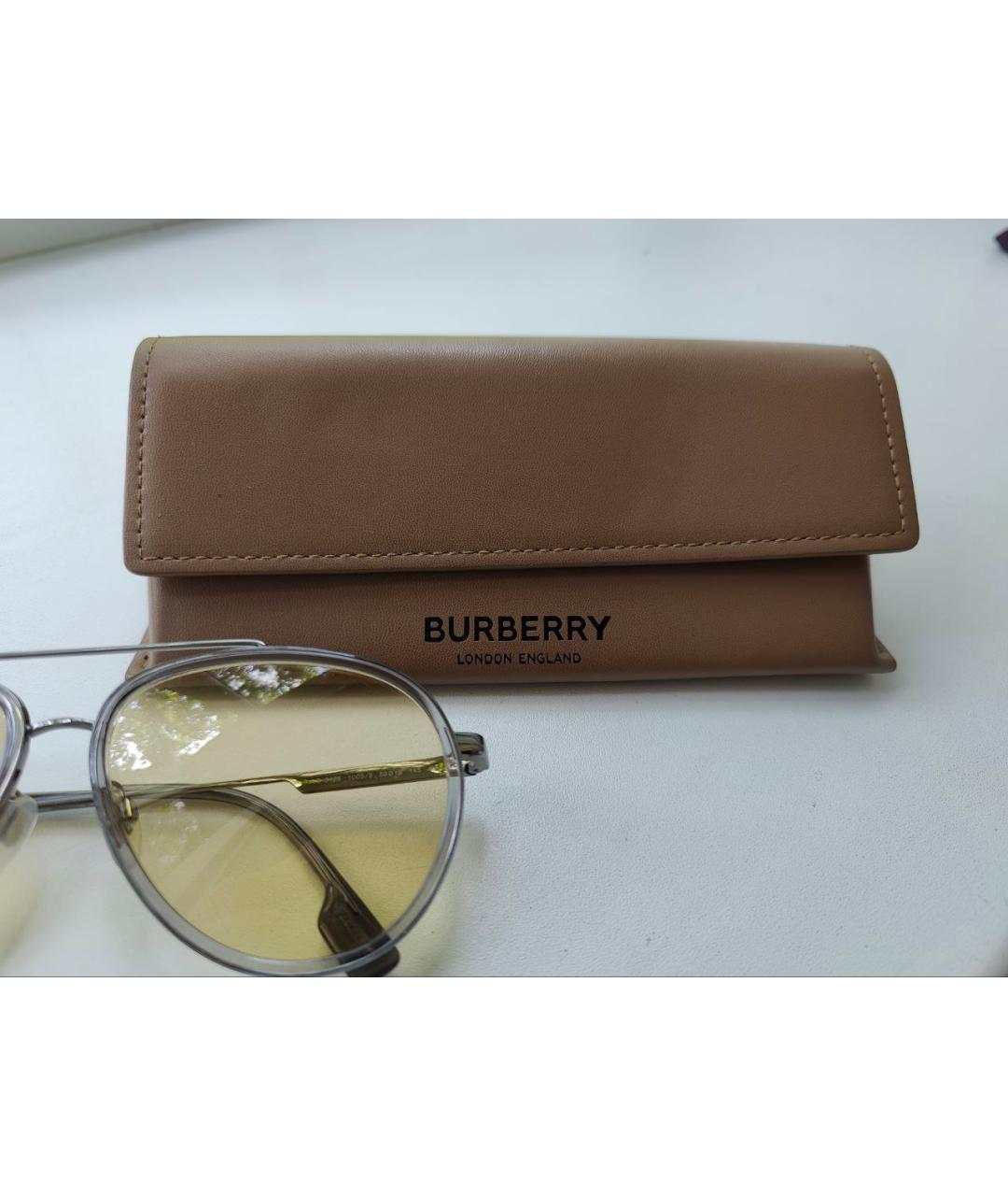 BURBERRY Бежевые металлические солнцезащитные очки, фото 5