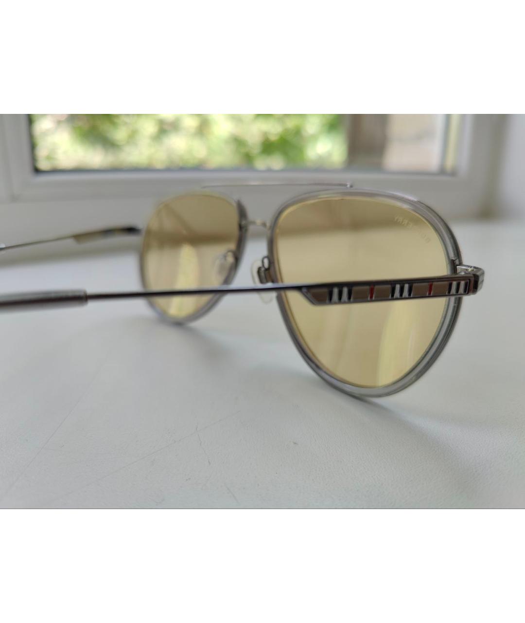 BURBERRY Бежевые металлические солнцезащитные очки, фото 3