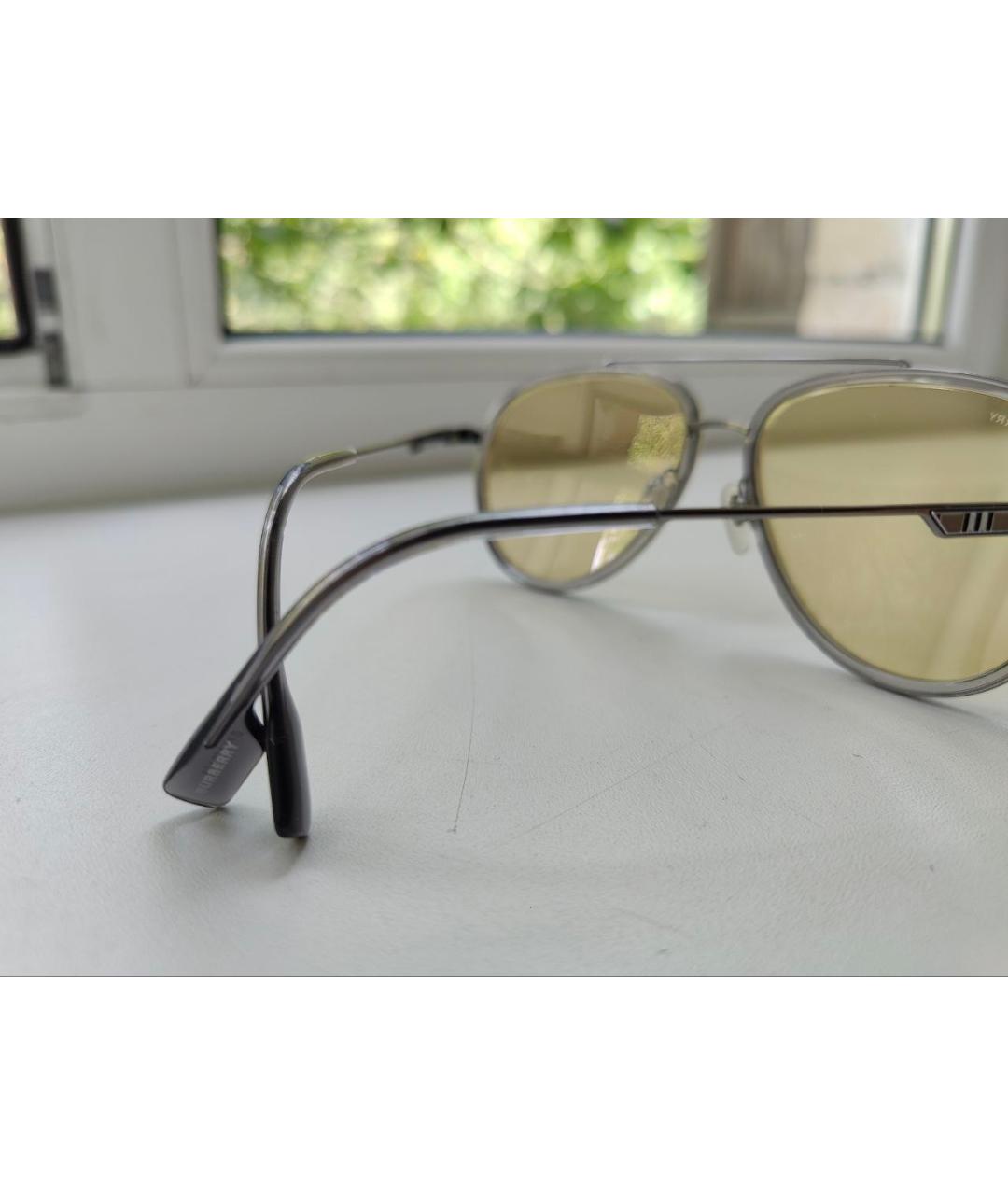 BURBERRY Бежевые металлические солнцезащитные очки, фото 4