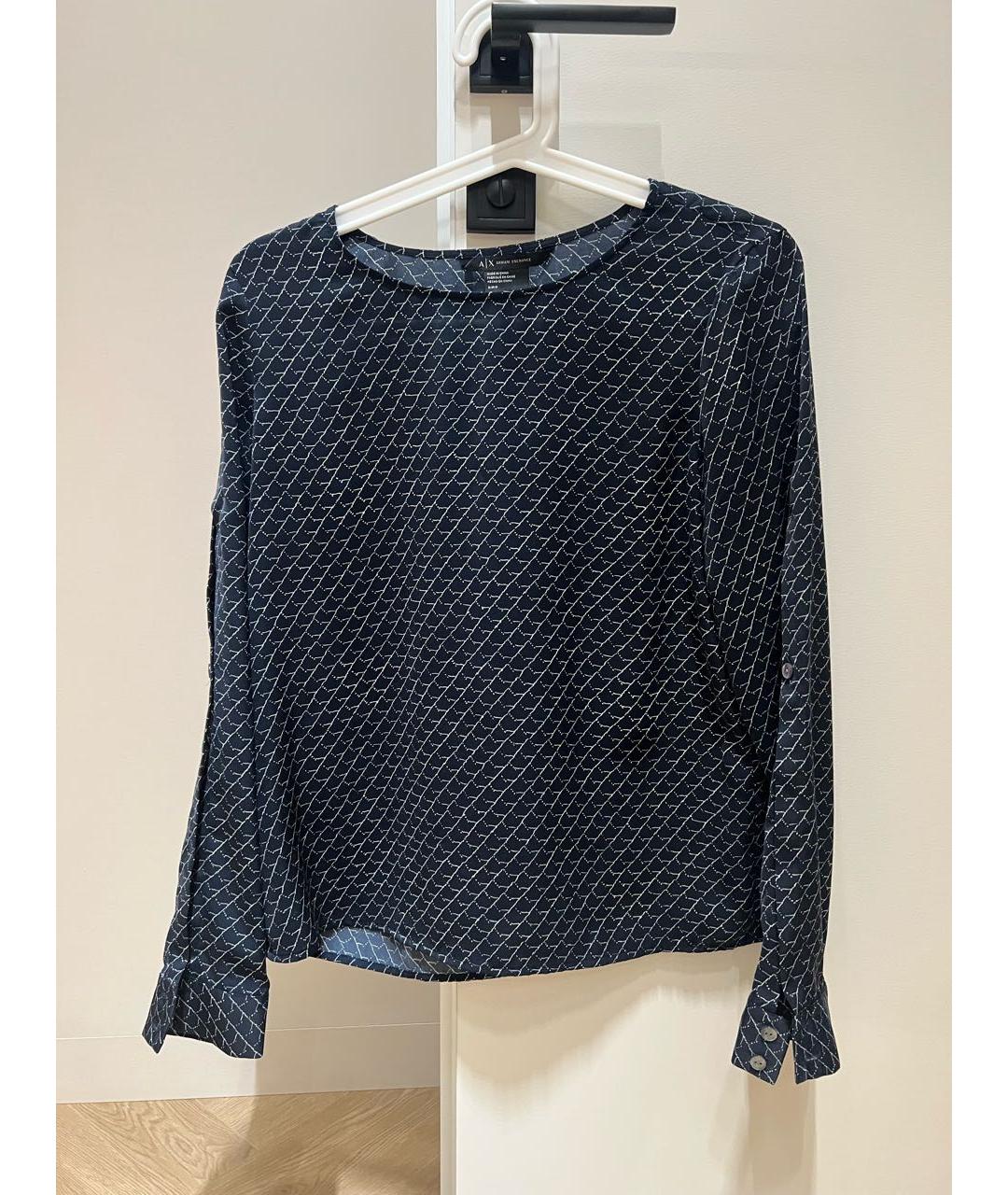 ARMANI EXCHANGE Темно-синяя полиэстеровая блузы, фото 5