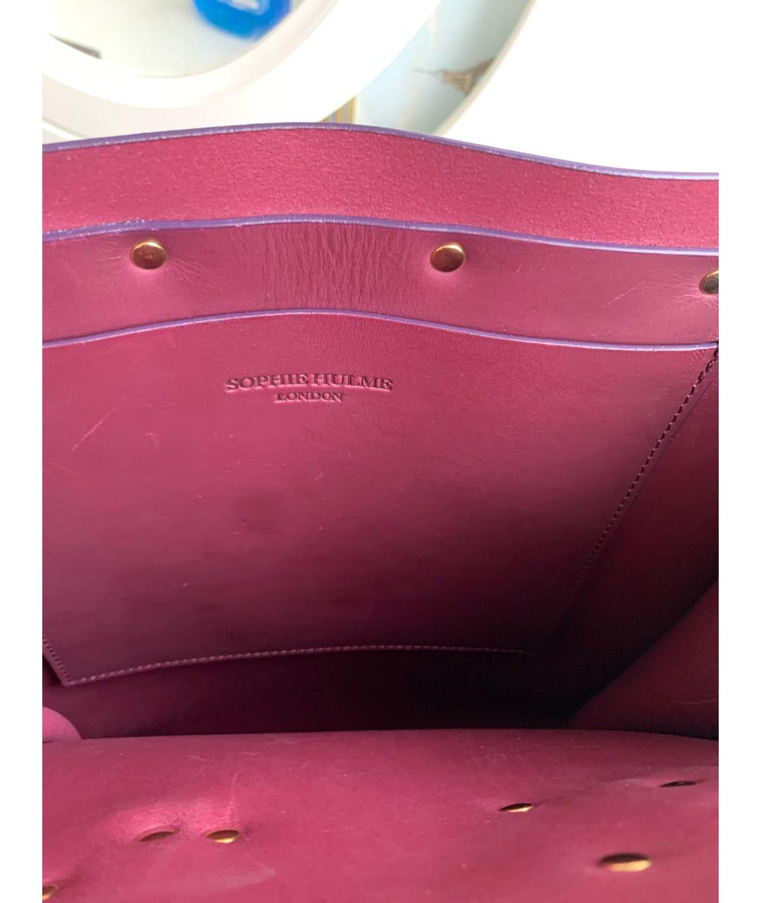 SOPHIE HULME Бордовая кожаная сумка с короткими ручками, фото 4
