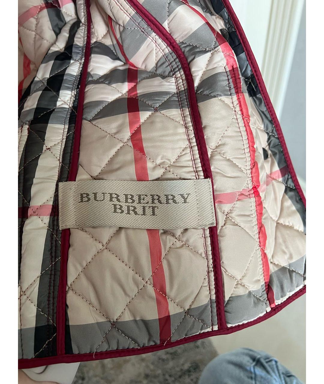 BURBERRY Бордовая полиамидовая куртка, фото 8