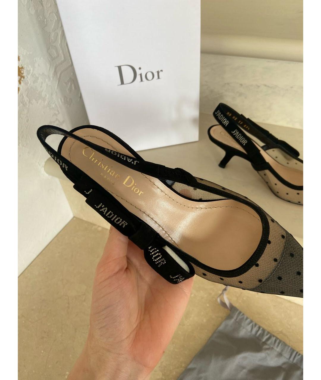 CHRISTIAN DIOR Черные замшевые лодочки на низком каблуке, фото 6