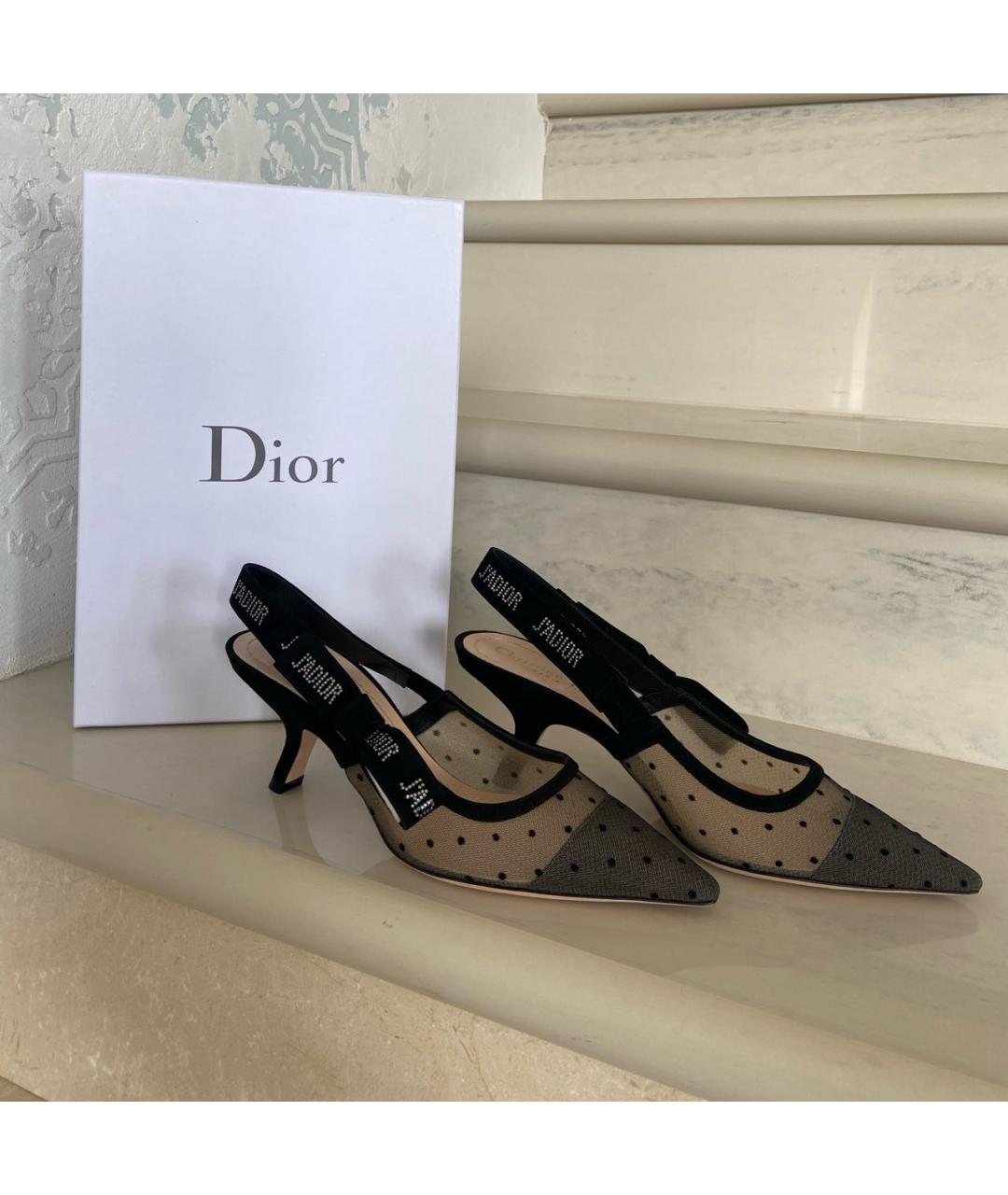 CHRISTIAN DIOR Черные замшевые лодочки на низком каблуке, фото 8