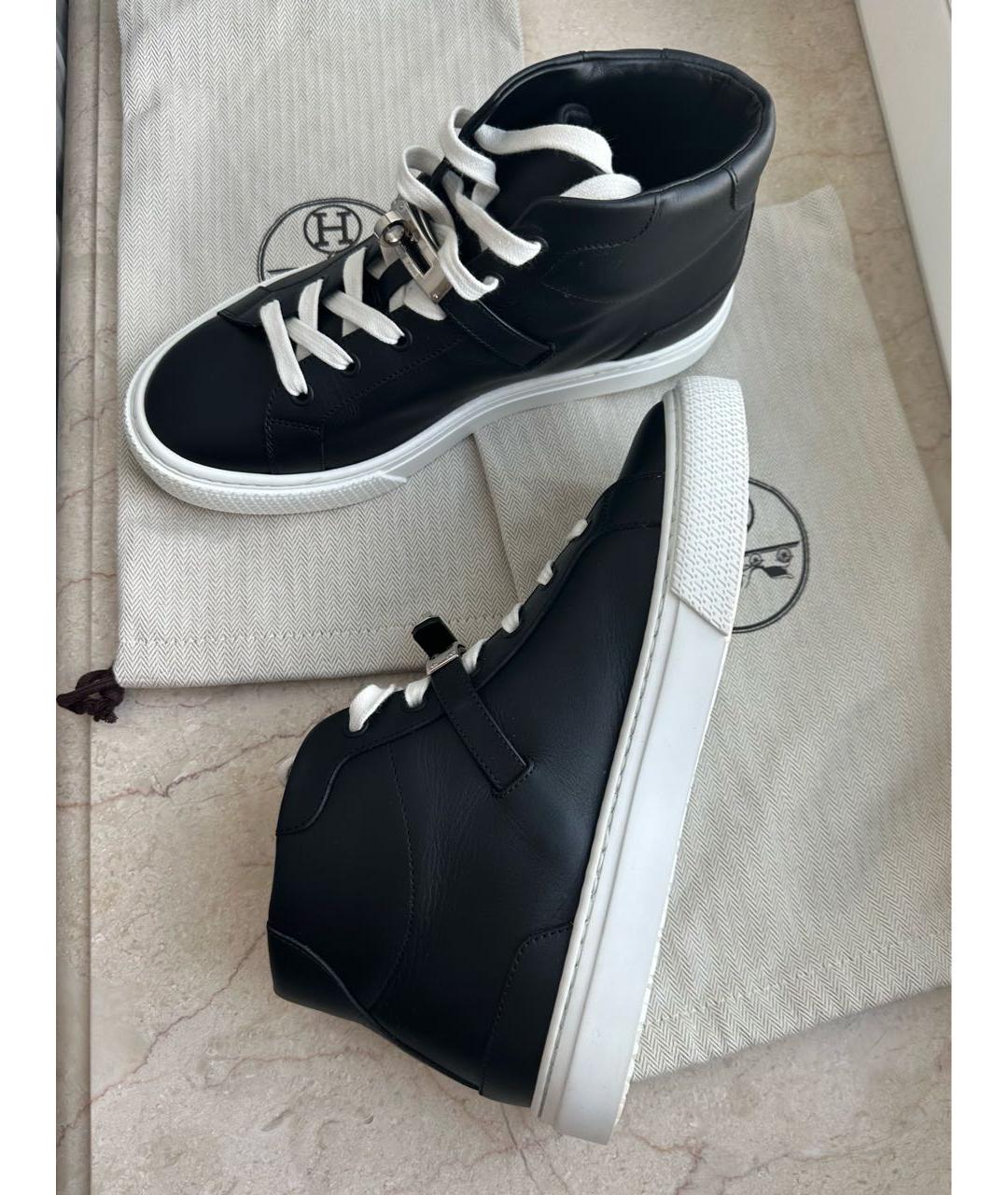 HERMES PRE-OWNED Черные кожаные кроссовки, фото 3