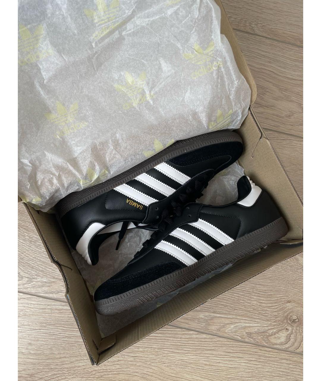 ADIDAS Черные кожаные кроссовки, фото 2