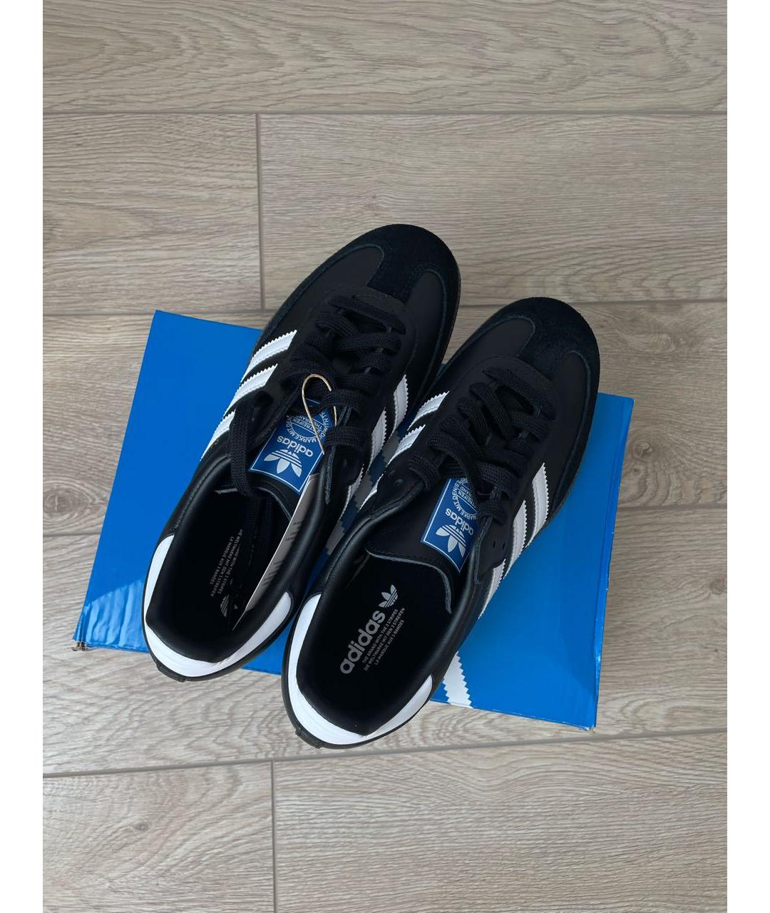 ADIDAS Черные кожаные кроссовки, фото 4