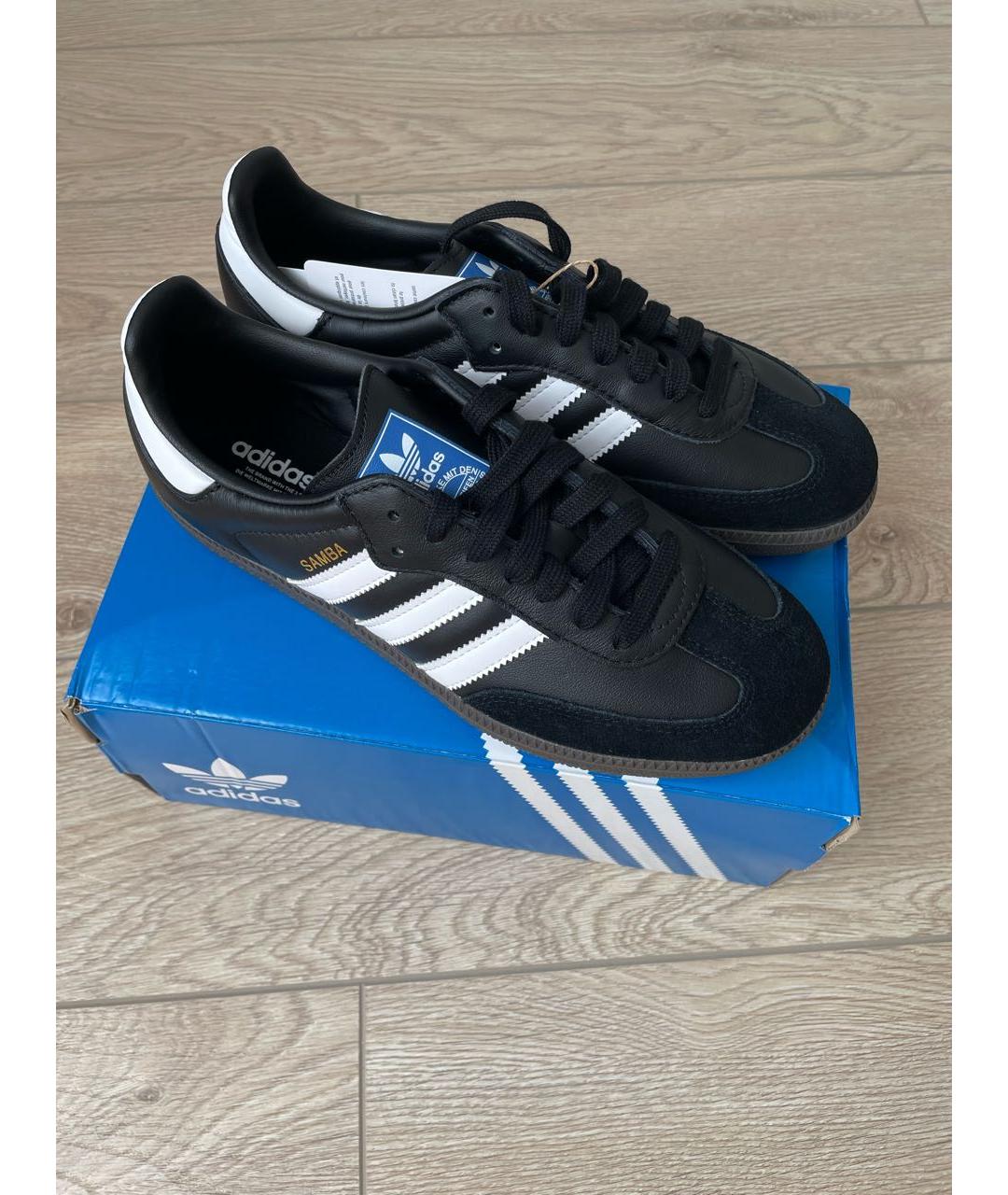 ADIDAS Черные кожаные кроссовки, фото 3