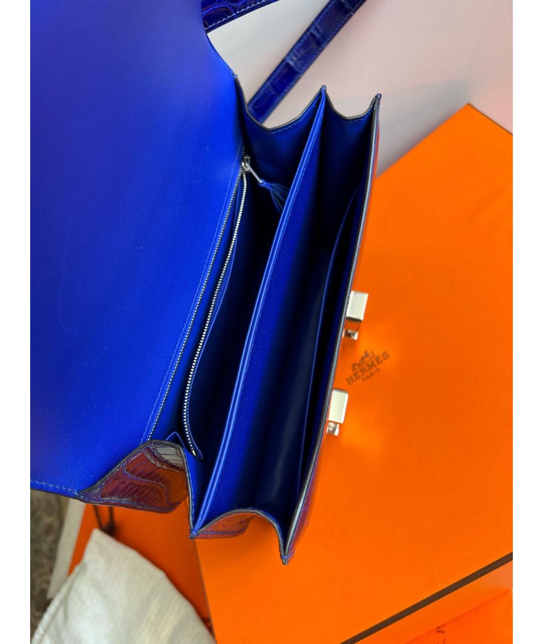 HERMES PRE-OWNED Синяя сумка через плечо из экзотической кожи, фото 4