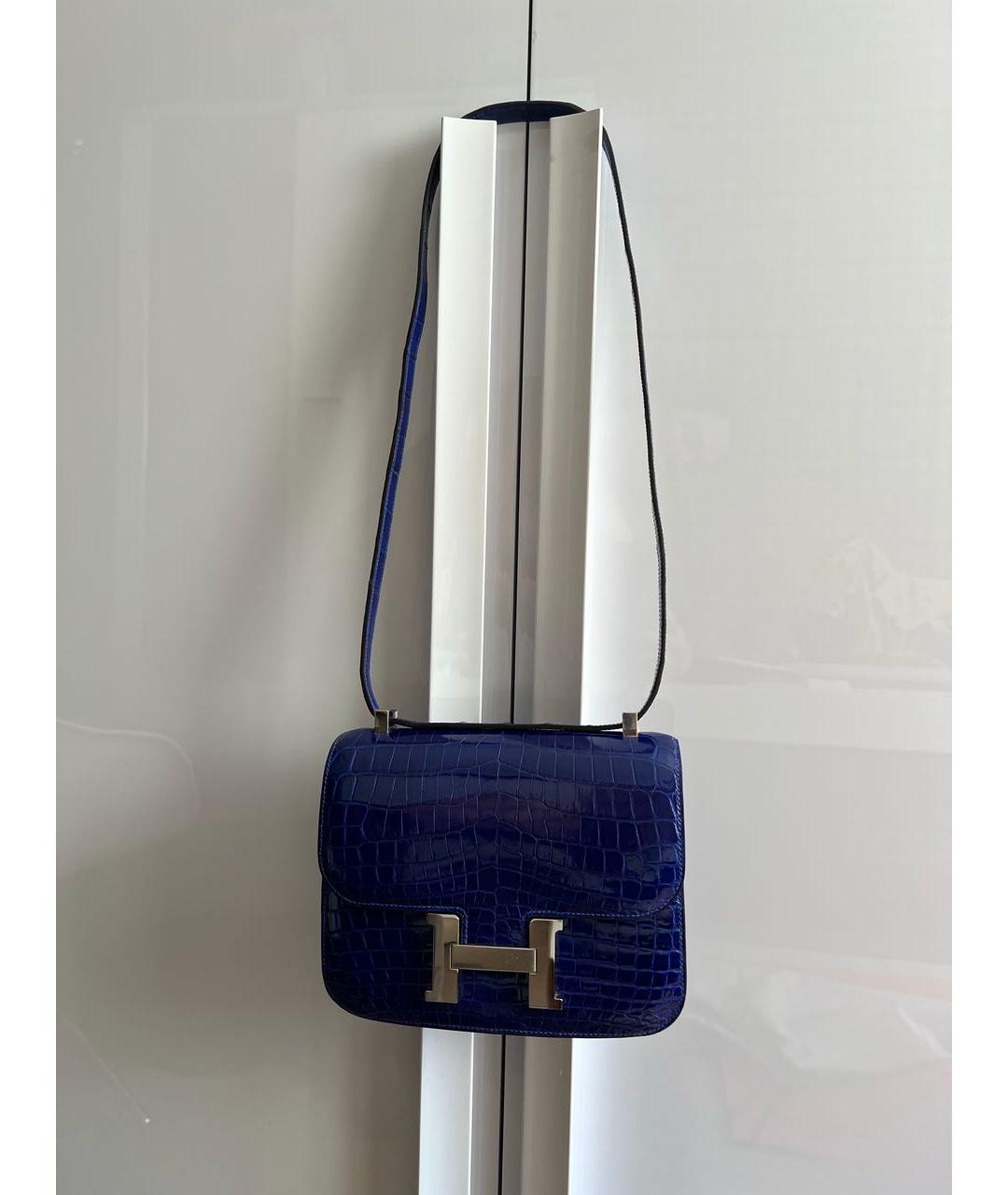 HERMES PRE-OWNED Синяя сумка через плечо из экзотической кожи, фото 7