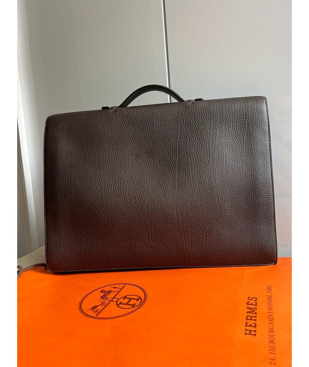 HERMES PRE-OWNED Коричневый кожаный портфель, фото 3