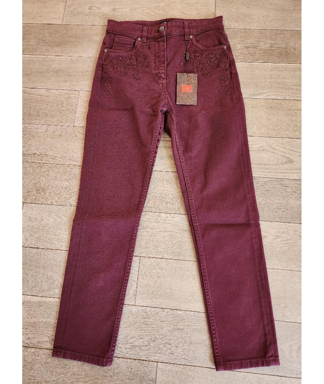 ETRO Бордовые хлопко-эластановые джинсы слим, фото 10
